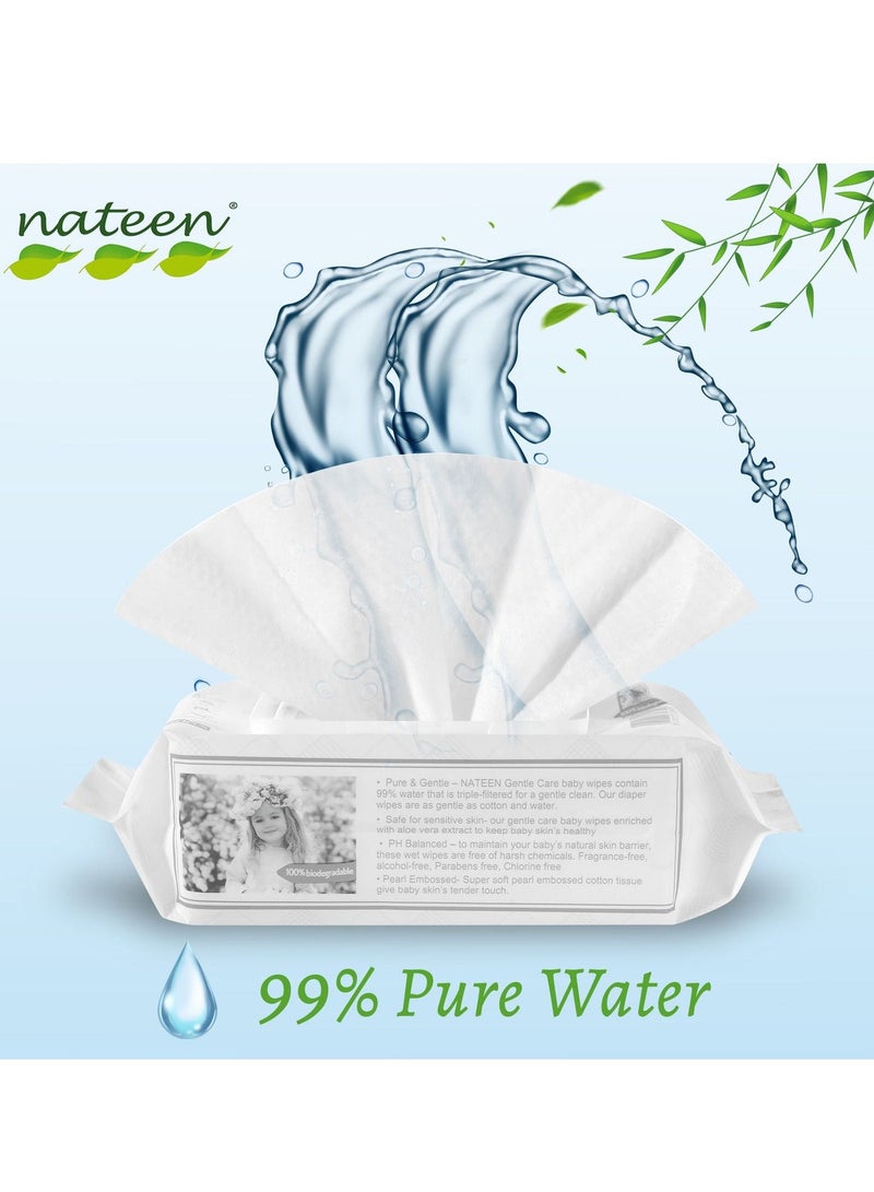 Nateen Baby Wipes,80s x 1 Pack (80 Wipes), Wipes of 99% water for Baby,Multi Purpose Cleaning Baby Wet Wipes With Aloe Vera Extract for Sensitive Skin. - Image 3